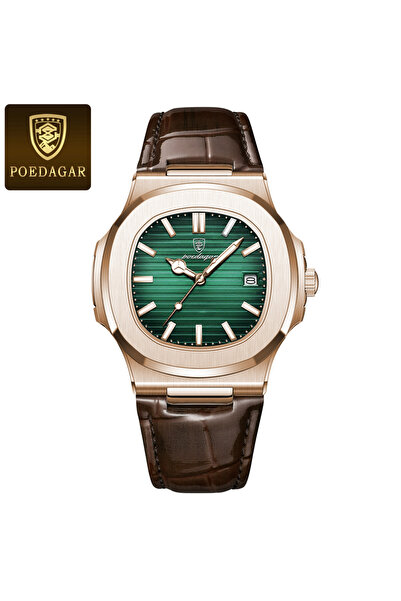 Choice1 613 Rose Gold Green Top Luxury Man Watch Date Waterproof Luminous Lea...