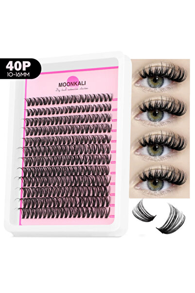 choice2 مجموعة مونكالي لتطويل الرموش، 40 قطعة، رموش كثيفة، مجموعات رموش 100D+...