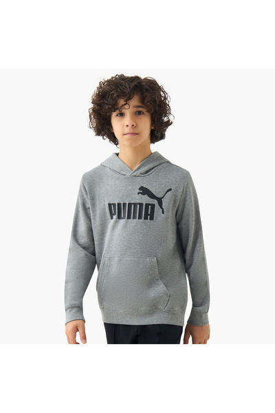 Puma سويت شيرت بغطاء رأس للأولاد مع بجيب كنغر - قطن - أكمام طويلة