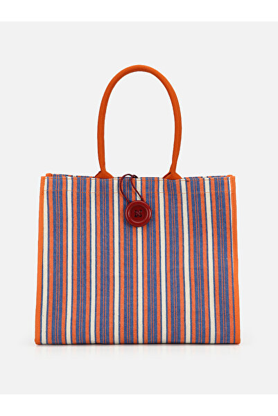 SU14 Orange – Blue Striped Woven Shoulder Bag