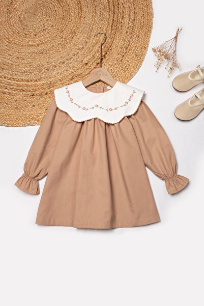 Vauva Rochie brodată pentru fete, cu guler și detalii brodate, rochie de sărb...