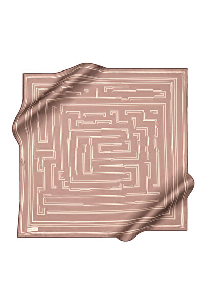 Pierre Cardin Dark Beige 90X90 Silk Crepe Satin Scarf