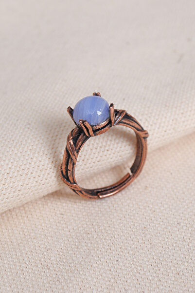 Süspüs Accessories Adjustable Copper Ring with Lilac Selenite Stone and Claw ...