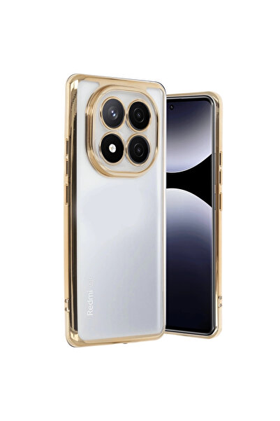 eco port غطاء حماية سيليكون لهاتف ريدمي نوت 14 برو 5 جي مع عدسة - ذهبي