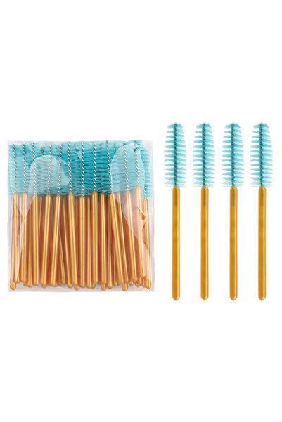 Choice3 50pcs green 50Pcs Disposable Eyelash Makeup Brush Mascara Wands Gold ...