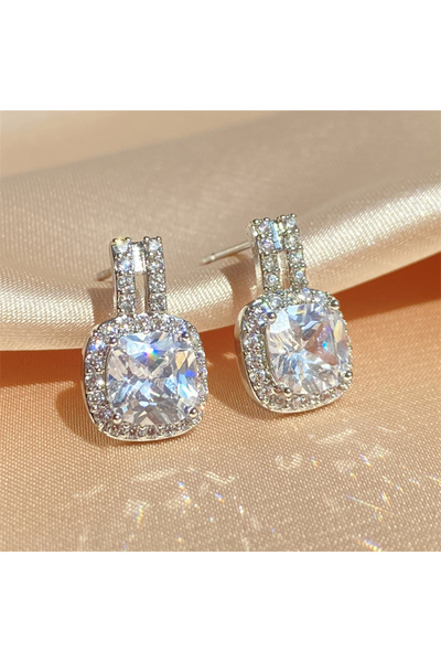 Choice1 Silver Color Fashion Hollow Square Cubic Zirconia Earrings For Women ...
