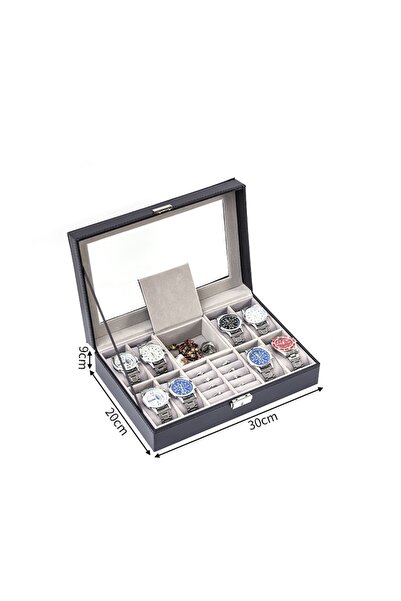 Choice8 علبة مجوهرات سوداء من جلد الصناعي، علبة تخزين للخواتم والأقراط والأسا...