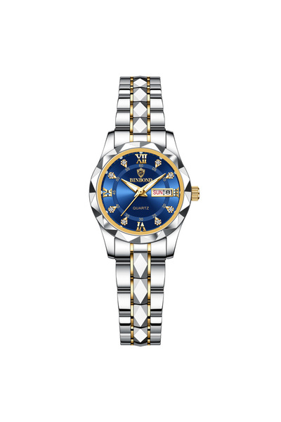 Choice8 ساعة بينبوند B2521 ذهبية اللون وزرقاء، من أفضل العلامات التجارية، ساع...