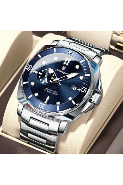 Choice8 873 Silver Blue Original Luxury Men's Watches Luminous Waterproof Dat...