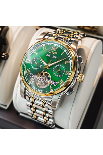 choice2 Gold green face OLEVS Men's Watches Automatic Mechanical Business Wri...