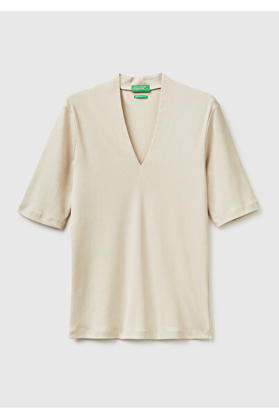 United Colors of Benetton Γυναικείο μπλουζάκι από 100% βαμβάκι με μισό μανίκι...