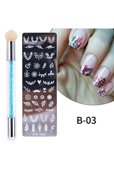 Choice3 B-03 Nail Stamping Plates Set Silicone Stamper Brush Nail Art Stamp P...
