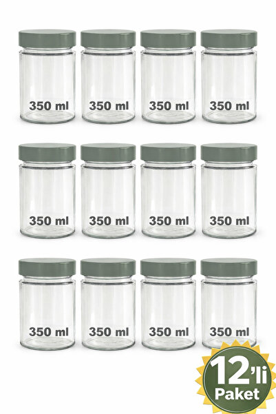 FRY 350ml Vidalı Kapaklı Cam Kavanoz Erzak Baharat Saklama Seti 12lİ Set