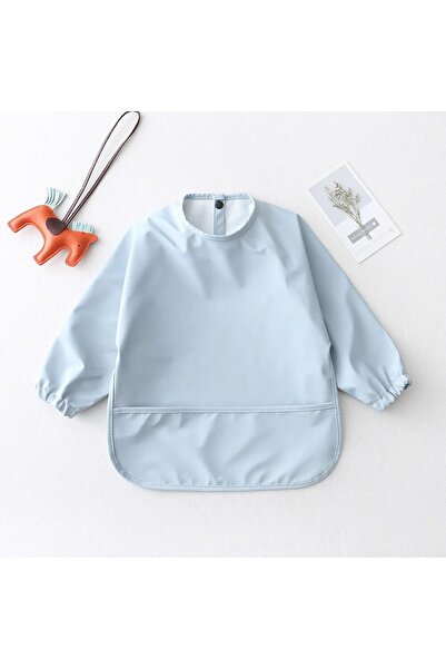 Choice5 S blue Solid Color Baby Feeding Bibs With Long Sleeves Infant Boys Gi...
