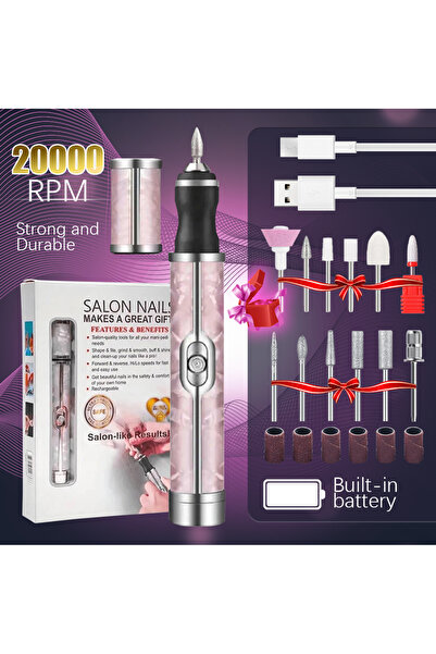 Choice4 Pink Plus Electric Nail File Set Nails 4 Speeds Cordless Acrylic Nail...