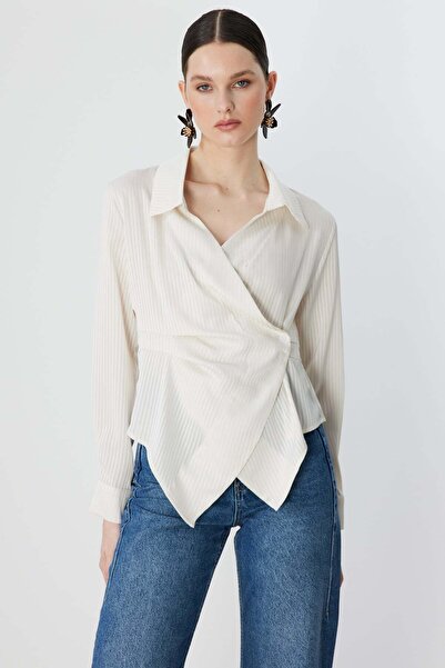 Ekol Kendinden Çizgili Kruvaze Gömlek