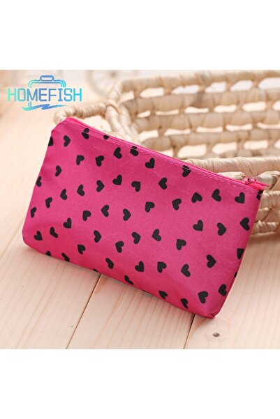 choice2 حقيبة مكياج بسحاب ونقشة قلب باللون الأحمر الوردي من هومفيش، حقيبة عصر...