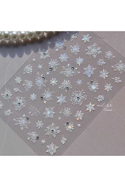 Choice16 ملصقات أظافر NAILFYOU MS732 قطعة واحدة، ملصقات أظافر بيضاء منقوشة بت...