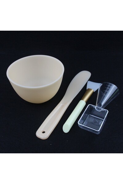 Choice5 Yellow Set 2 3/4pcs Face Mask Brush Set Reusable Mask Mixing Bowl Fac...