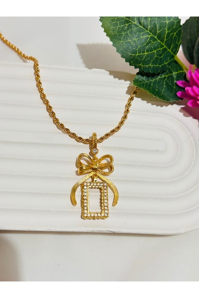 Roya Happiness Gram Altın Kolye Gram Külçe Çerçeveli Burgu Halat İncili Fiyon...