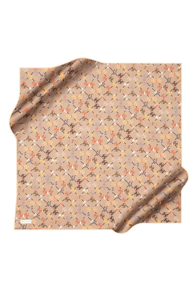 Pierre Cardin Light Brown 90X90 Silk Crepe Satin Scarf