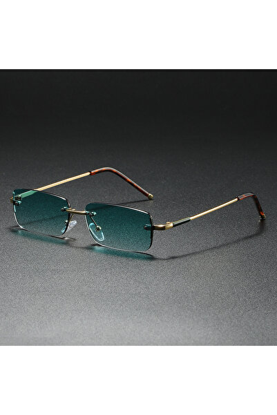 Choice5 نظارات شمسية صغيرة عصرية للرجال بتصميم مستطيل كلاسيكي بدون إطار، لون ...