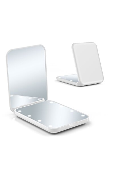 Choice مرآة مكياج صغيرة بيضاء بإضاءة LED، مرآة محمولة مع إضاءة، تكبير 1X أو 2...