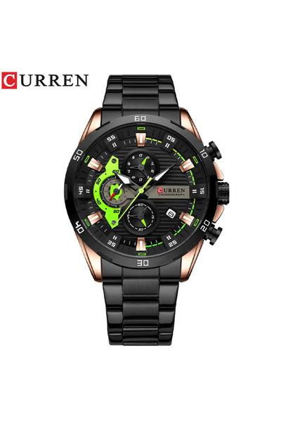 Choice5 ساعة كورين 8402 سوداء من الفولاذ المقاوم للصدأ للرجال، تصميم عصري مبت...