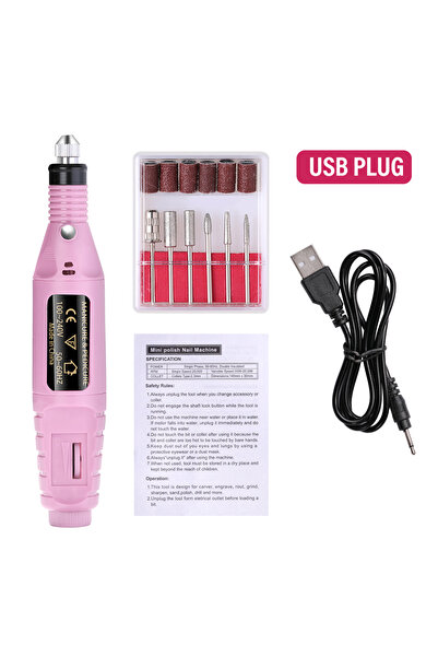 Choice3 جهاز صنفرة أظافر كهربائي قوي من دوتريو، يعمل بمنفذ USB، لون وردي، مزو...