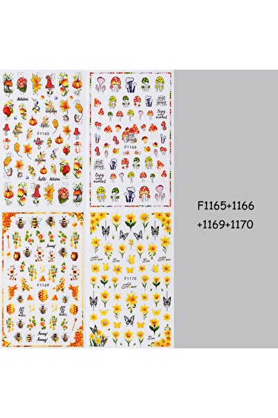 Choice ملصقات أظافر ثلاثية الأبعاد بتصميمات النحل وعباد الشمس وأوراق القيقب و...