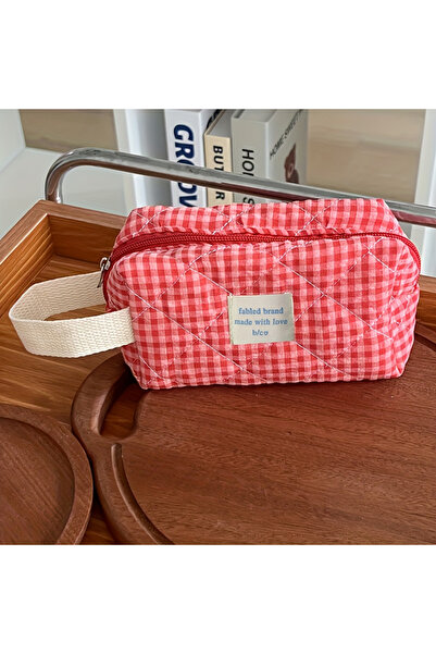 Choice S Plaid Makeup Bag Large Capacity Portable Cosmetic Bag For Women Girl...