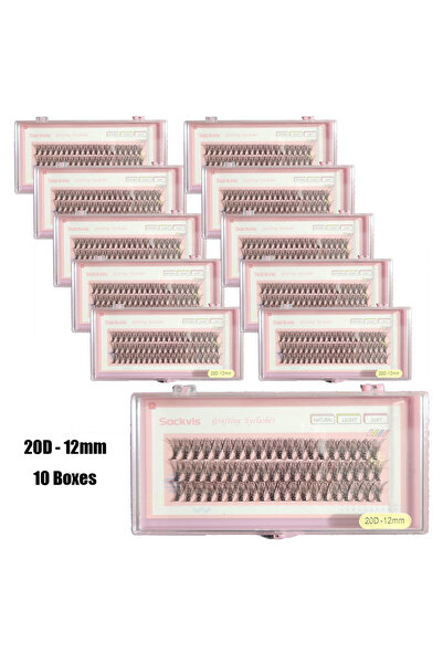choice2 10 علب من رموش المنك الصناعية 20D 0.07 مم، انحناء C، طول 8-14 مم، مزي...