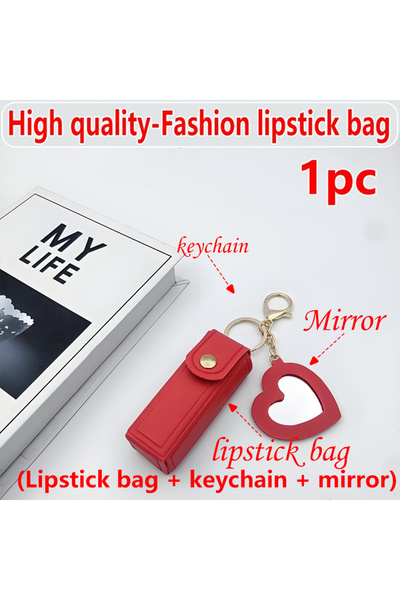 Choice1 حقيبة أحمر شفاه صغيرة محمولة على شكل قلب مع مرآة، متوفرة بألوان متعددة .