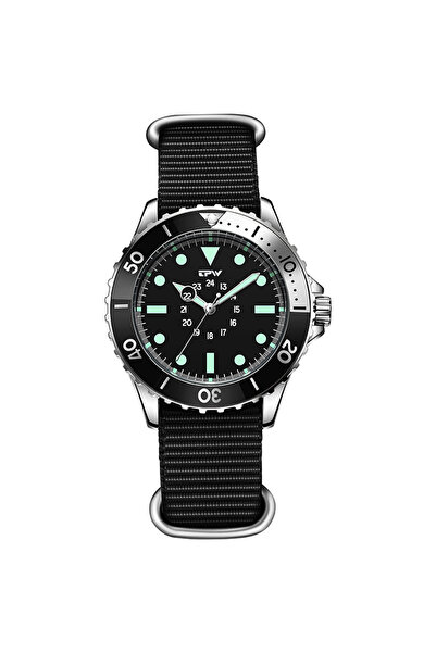 Choice ساعة غوص سوداء من القماش، بقطر 40 مم، مينا 24 ساعة، إطار دوار، وسوار م...