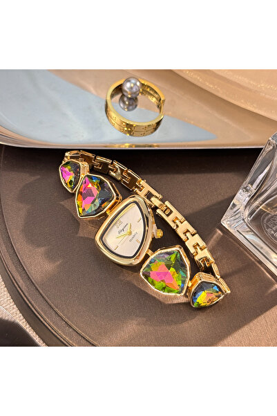 Choice1 ساعة جديدة بتصميم غير منتظم وألوان زاهية، مرصعة بألماس كبير، ساعة فاخ...