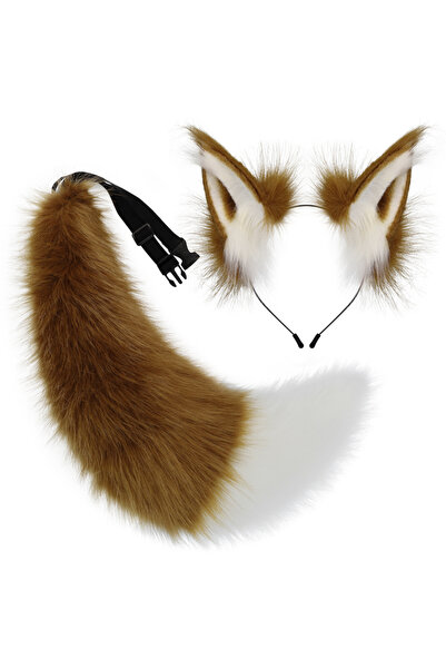 Choice طقم تنكري مكون من قطعتين من فرو صناعي ، مقاس واحد، بني وأبيض، يتضمن طو...