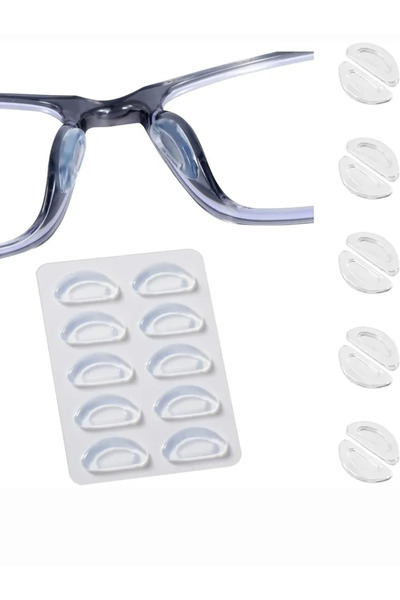 Choice وسادات أنف لاصقة ناعمة من السيليكون، مانعة للانزلاق، لون أبيض - 5 أزواج