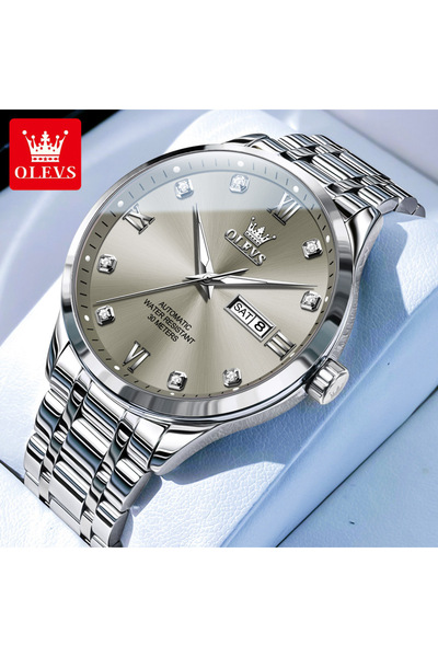 Choice Silver Grey OLEVS 9946 Brand Original Man Watch Dual Calendar Diamond ...