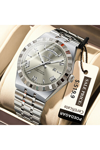 choice2 675 Silver Grey Classic Business Watches For Men Week Date Waterproof...