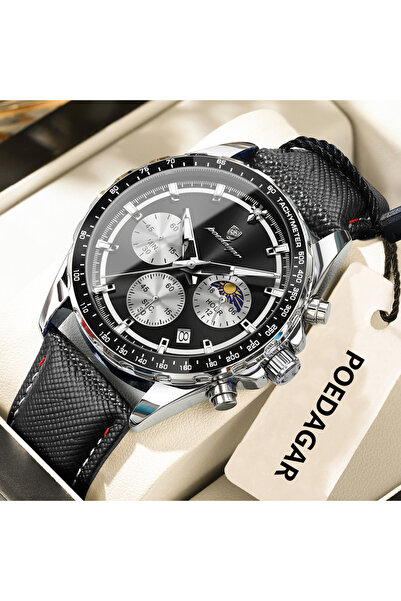 choice2 879 Silver Black Original Fashion Men Clock Luminous Waterproof Chron...