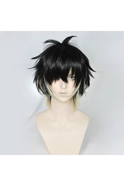 Choice1 One Size Wig Only Anime Towa Synthetic Men Short Black Yellow Cosplay...