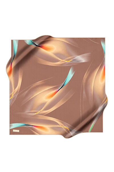 Pierre Cardin Brown 90X90 Silk Crepe Satin Scarf