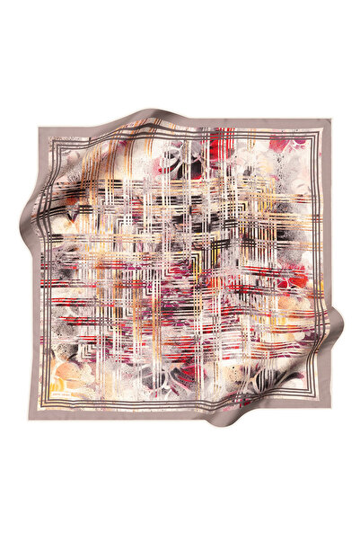 Pierre Cardin Gray 90X90 Silk Crepe Satin Scarf