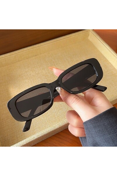 Choice1 نظارات شمسية مستطيلة سوداء على الطراز الكوري، عصرية ومرحة وجذابة، منا...