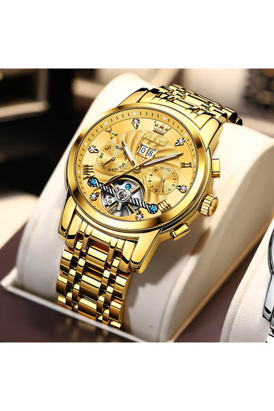 Choice3 all gold OLEVS Top Brand Men Watches Automatic Mechanical Watch 50M W...