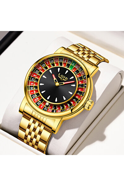 Choice4 LIGE GOLD LIGE Creative Golden Mens Watches Roulette Game Dial Fashio...