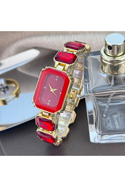 Choice سلسلة مرصعة بأحجار الراين الحمراء للنساء، ذات أقسام كبيرة، علبة مستطيل...