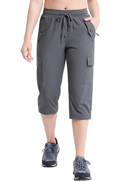 OEM Women's breathable sports pants with pockets and elastic waist, 3/4 gray 3XL