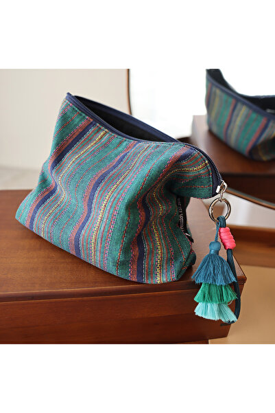 Choice Colorful (Green) Colorful Striped Fringe Pendant Makeup Bag Ethnic-Sty...