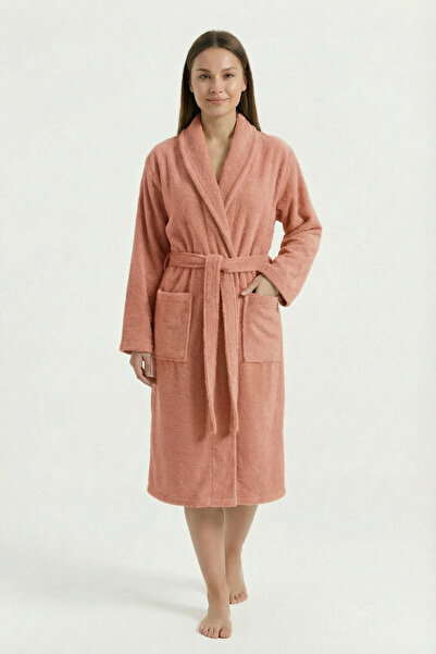 Sevim Comfortable Fit Shawl Collar Women's Bathrobe - 100% Cotton, Long Lengt...
